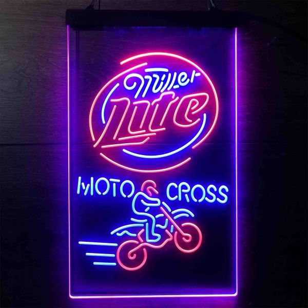 Miller Lite Motocross Dual LED Neon Light Sign